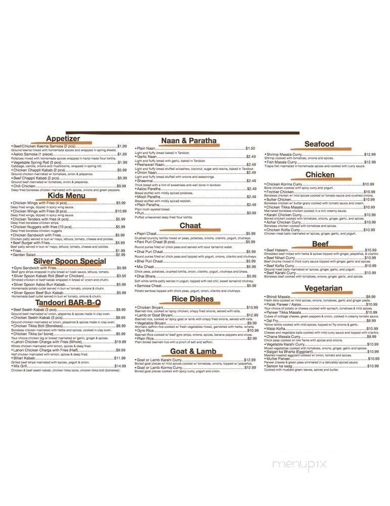 Silver Spoon - Brandon, FL menu_pic