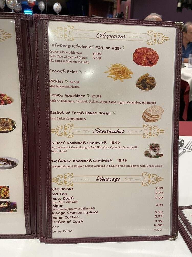 Safir Mediterranean Bistro - Woodland Hills, CA menu_pic