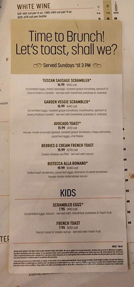 Brio Tuscan Grille - Las Vegas, NV menu_pic