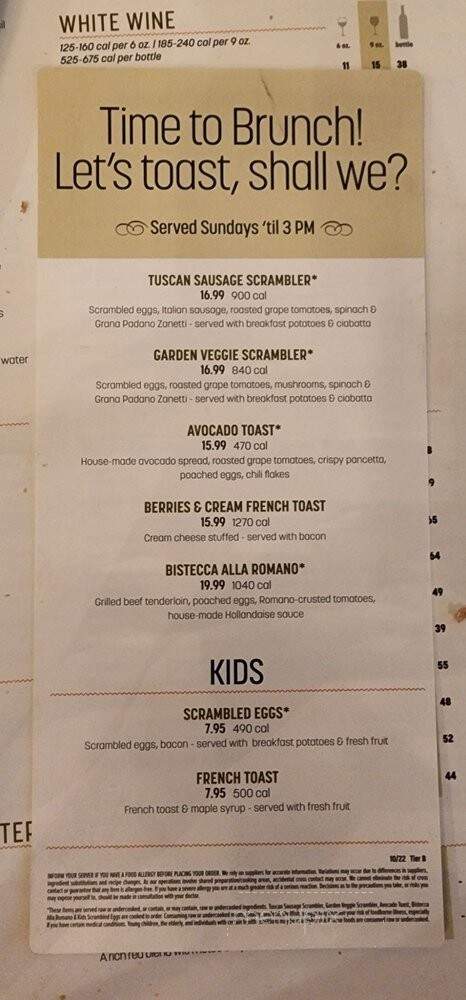 Brio Tuscan Grille - Las Vegas, NV menu_pic