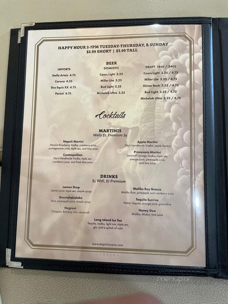 Napoli's Pizza - Wylie, TX menu_pic