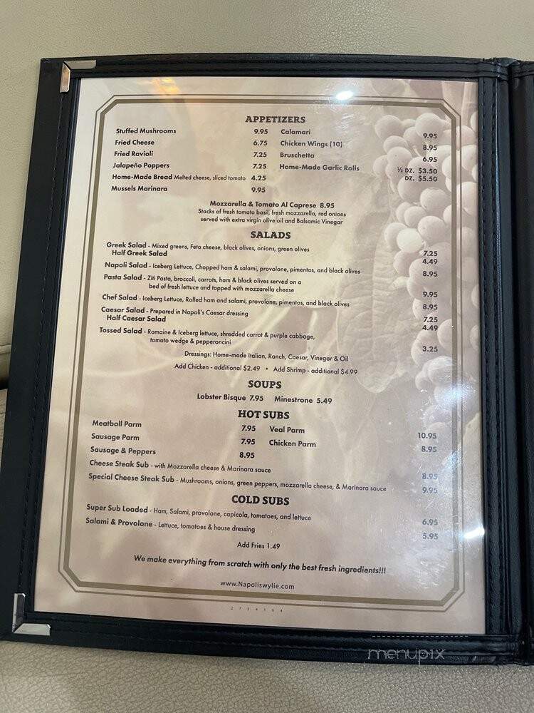 Napoli's Pizza - Wylie, TX menu_pic