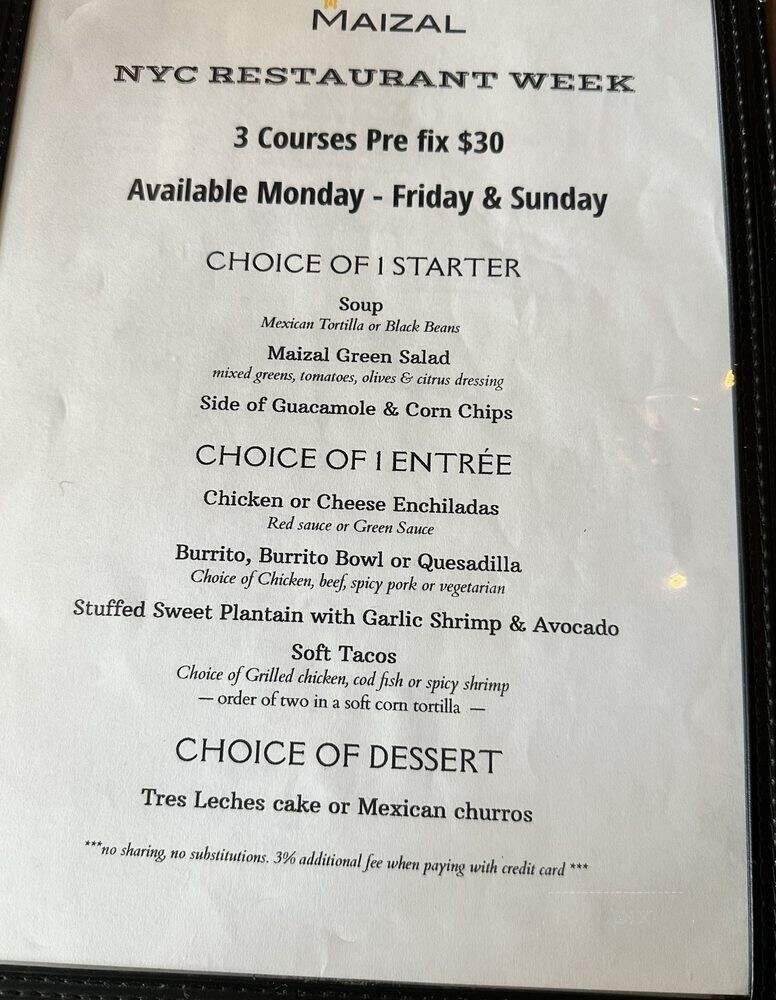 Maizal - Staten Island, NY menu_pic
