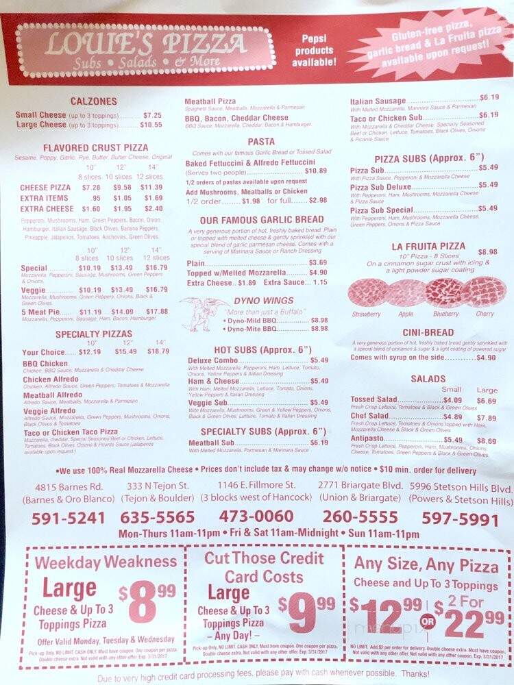 Louie's - Colorado Springs, CO menu_pic