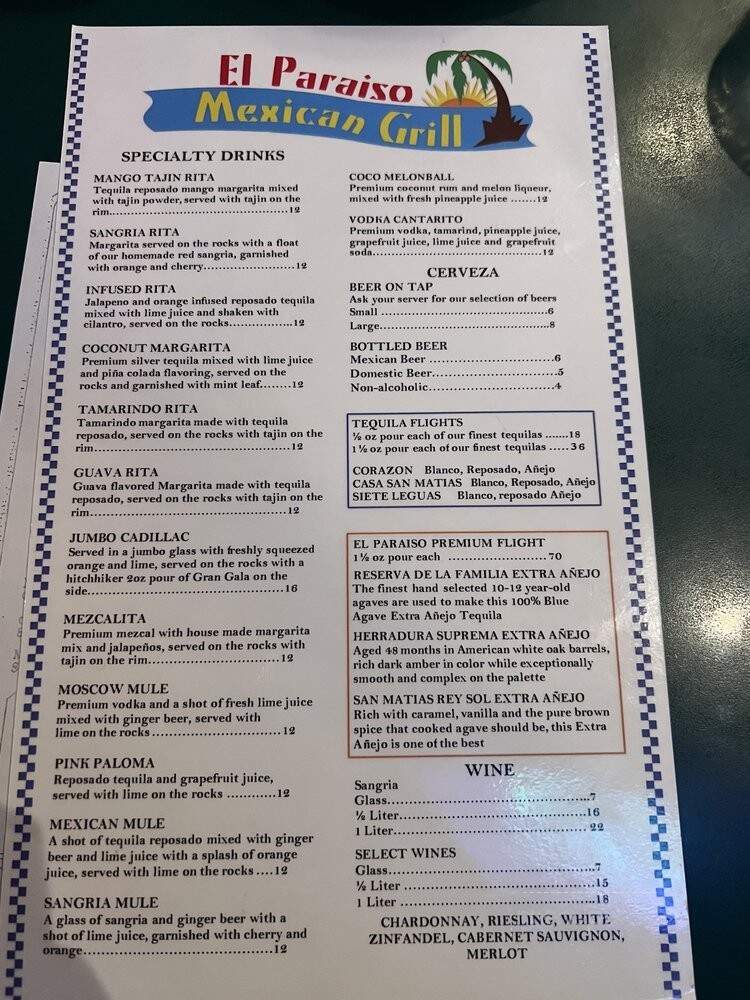 El Paraiso Mexican Grill - Everett, WA menu_pic