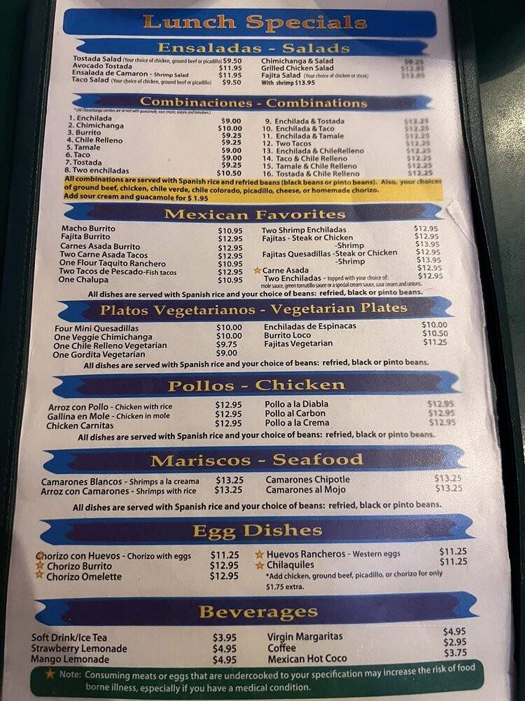 El Paraiso Mexican Grill - Everett, WA menu_pic