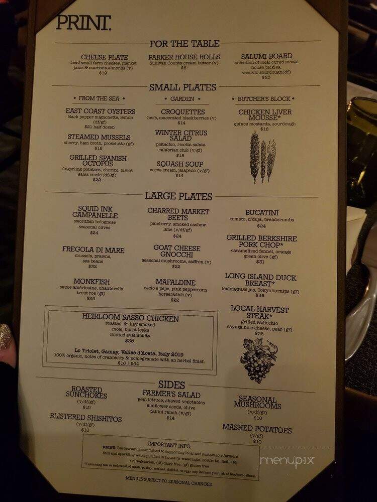 Press Lounge - New York, NY menu_pic