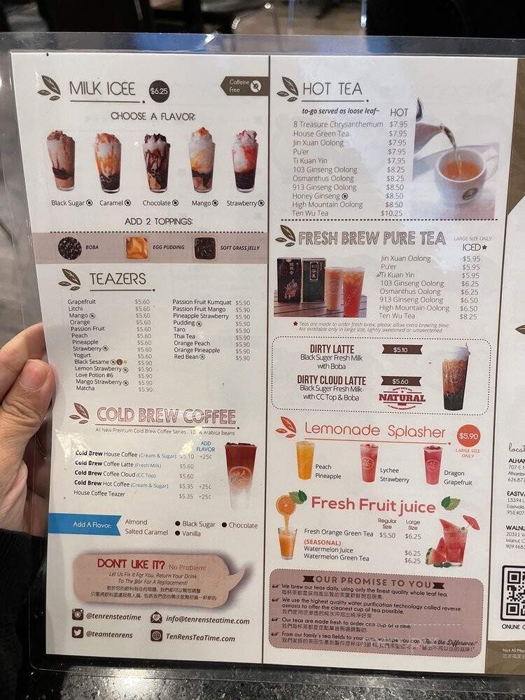 Ten Ren's Tea Time - Arcadia, CA menu_pic