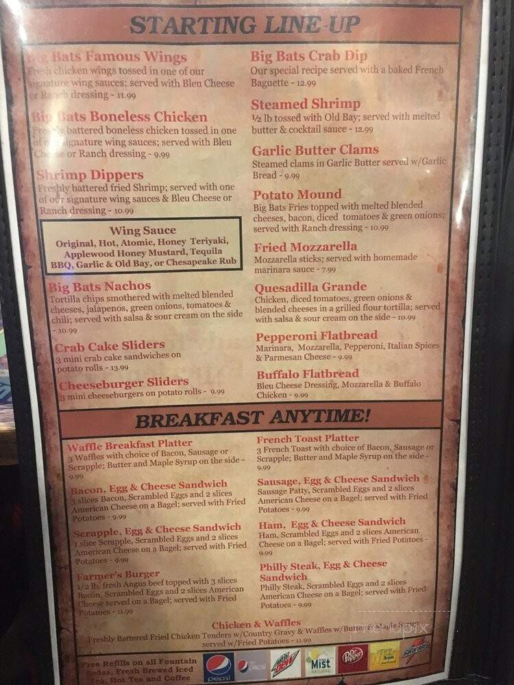 Big Bats Restaurants - Stevensville, MD menu_pic