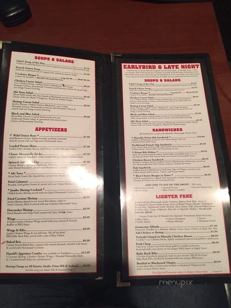 Harold Seltzer's Steakhouse - Port Richey, FL menu_pic
