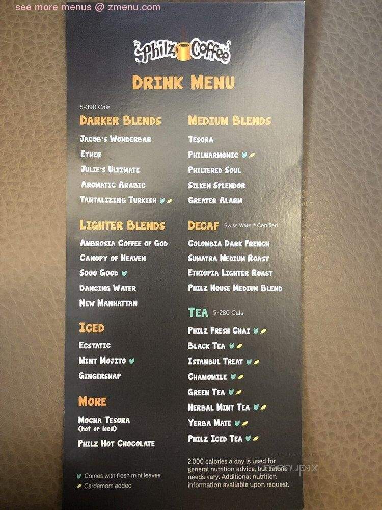 Philz Coffee - San Francisco, CA menu_pic