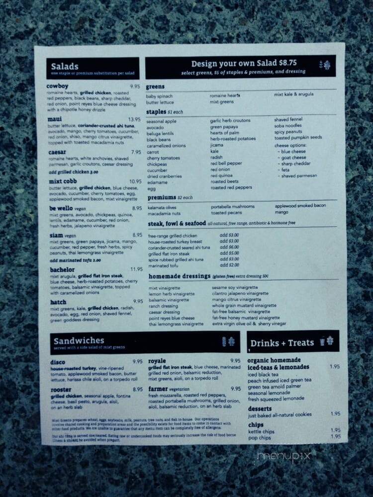 Mixt Greens III - San Francisco, CA menu_pic