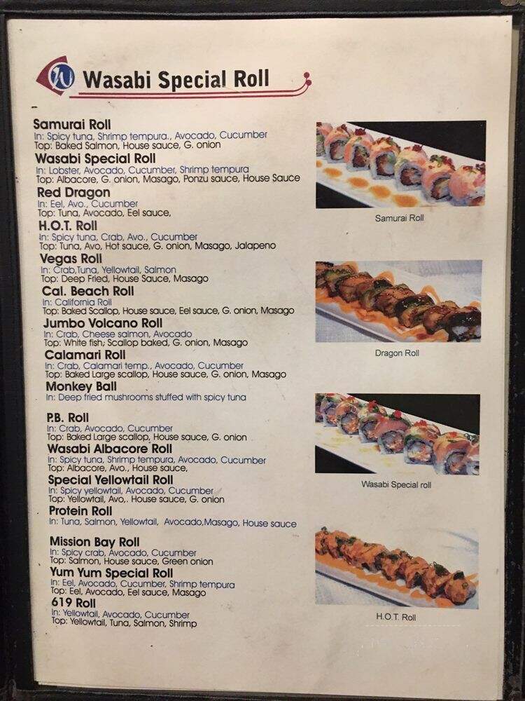 Wasabi Sushi - San Diego, CA menu_pic