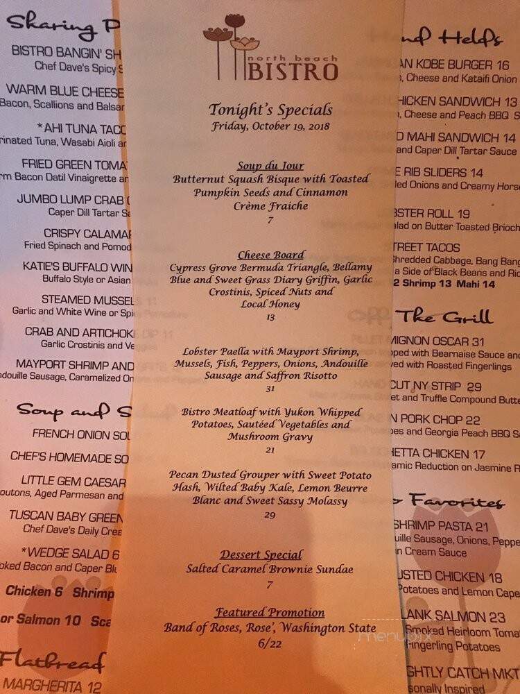 North Beach Bistro - Atlantic Beach, FL menu_pic