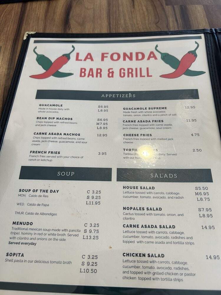 La Fonda 2 - El Centro, CA menu_pic