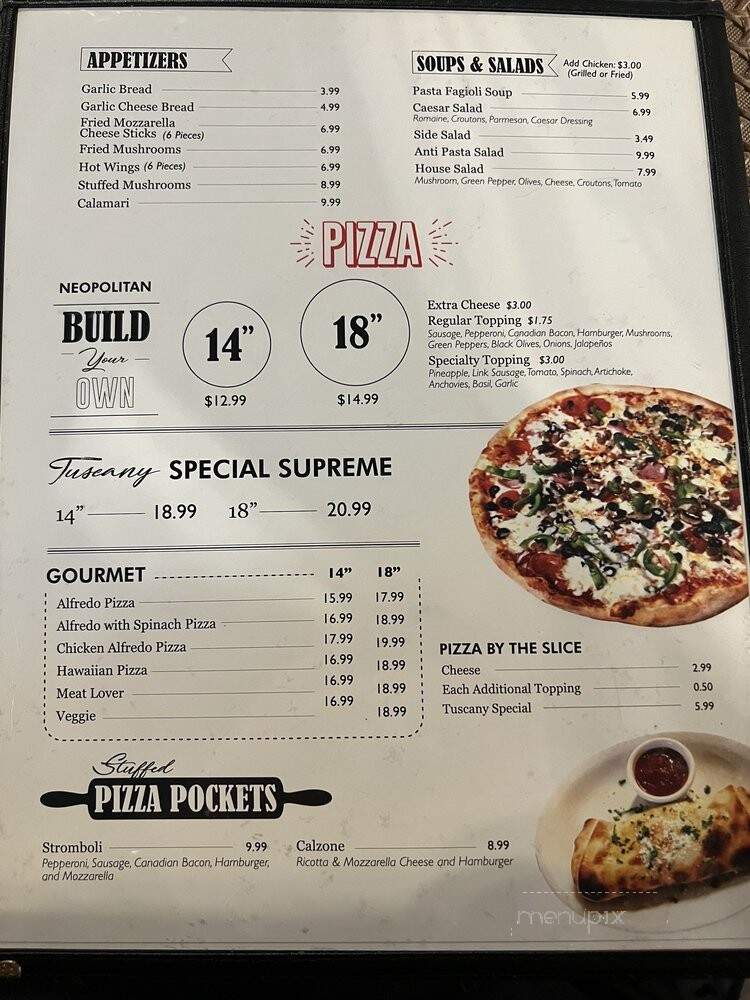 Tuscanys pasta pizza - Grand Prairie, TX menu_pic