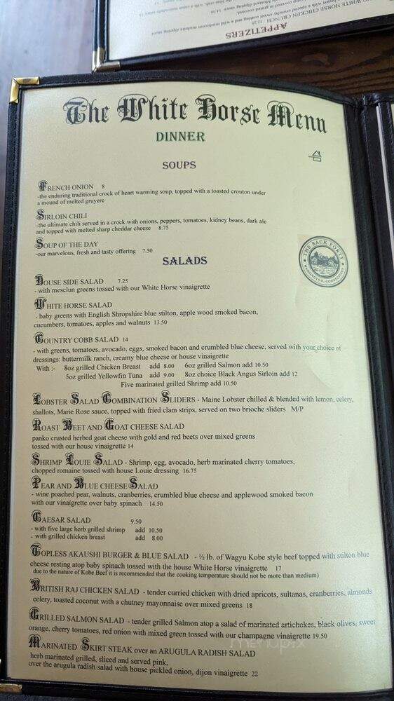 White Horse Country Pub & Restaurant - Milford, CT menu_pic