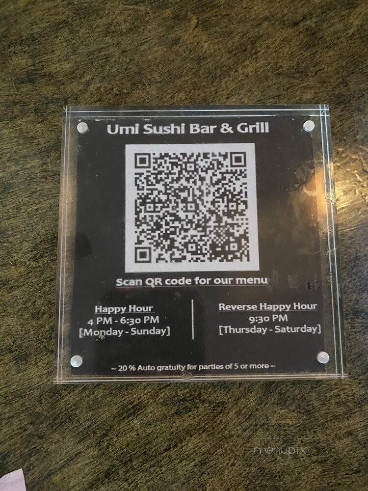 Umi Sushi Bar and Grill - Austin, TX menu_pic