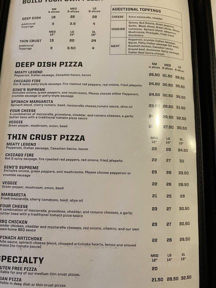 Gino's East of Chicago - Wheaton, IL menu_pic