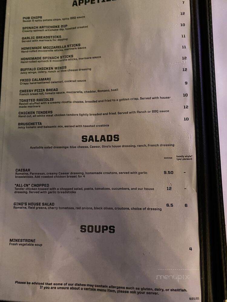 Gino's East of Chicago - Wheaton, IL menu_pic