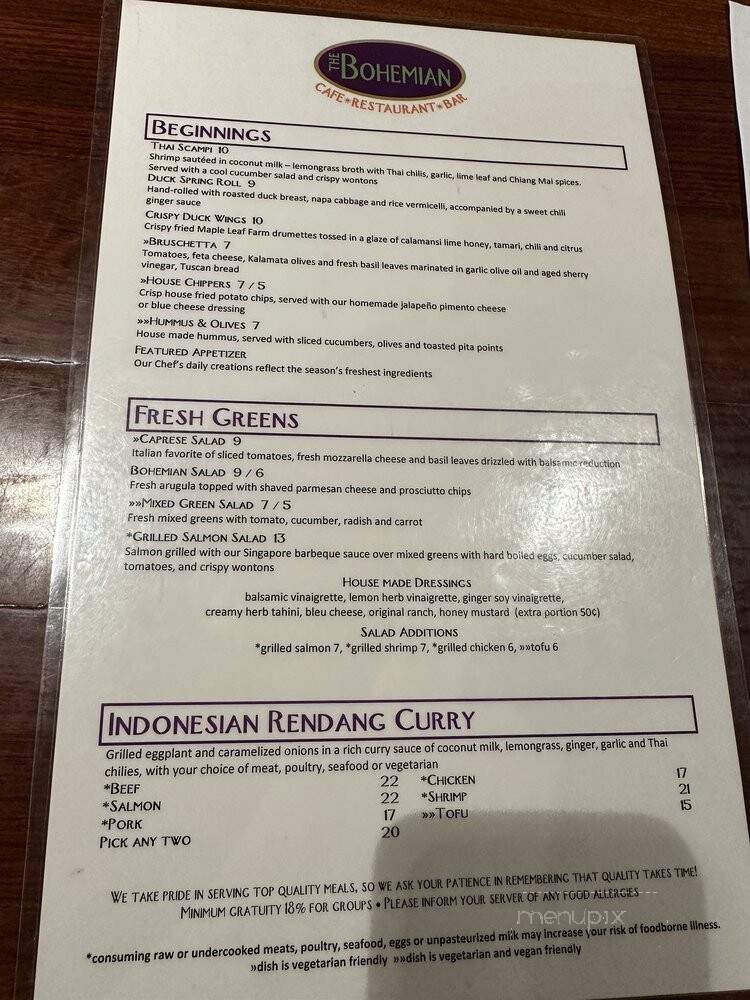 Bohemian Cafe & Restaurant - Greenville, SC menu_pic