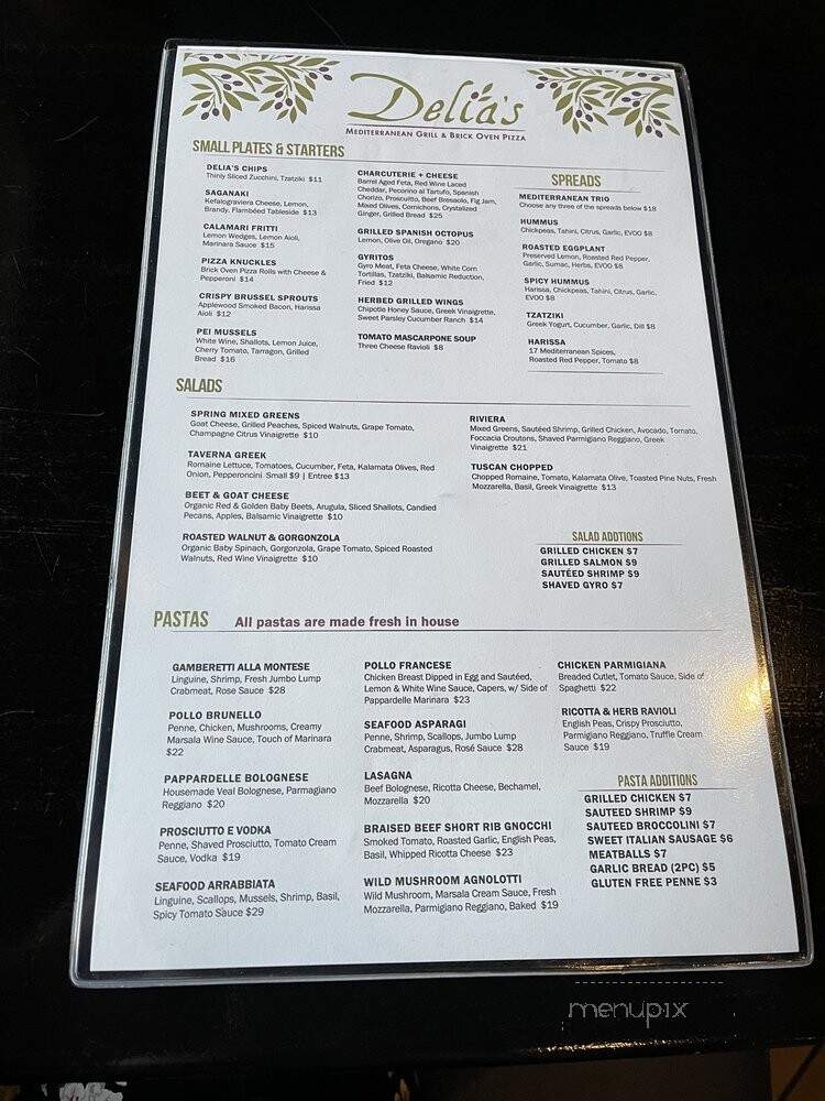 Delia's Mediterranean Grill & Brick Oven Pizza - Alexandria, VA menu_pic