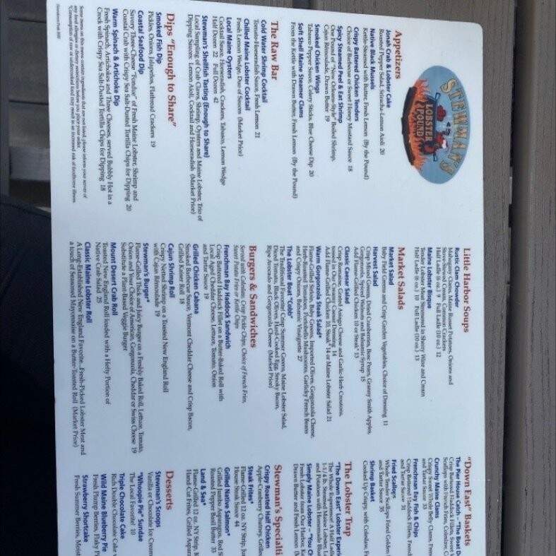 Stewman's Lobster Pound - Bar Harbor, ME menu_pic