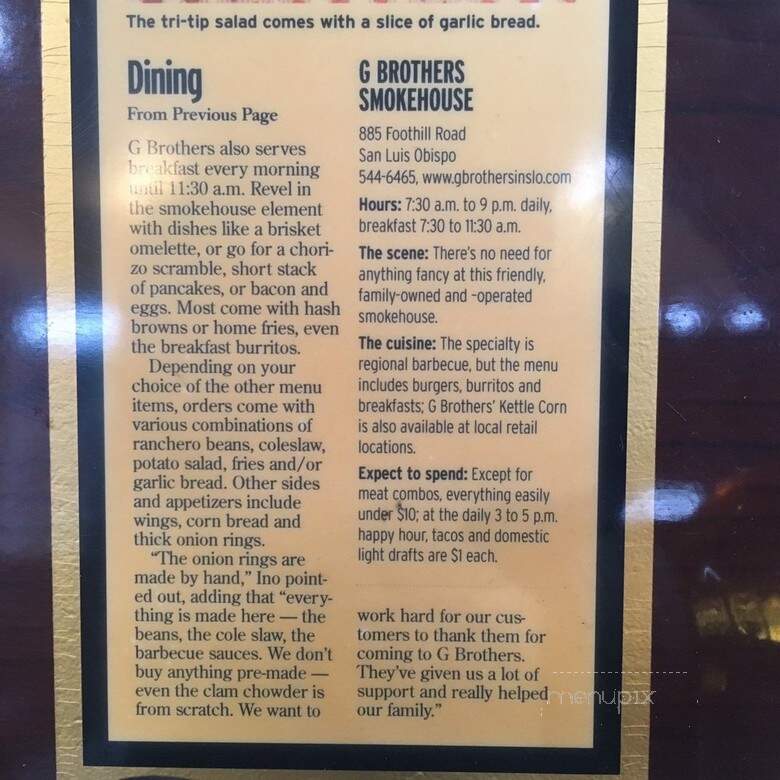 G Brothers - San Luis Obispo, CA menu_pic