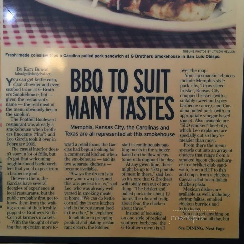 G Brothers - San Luis Obispo, CA menu_pic