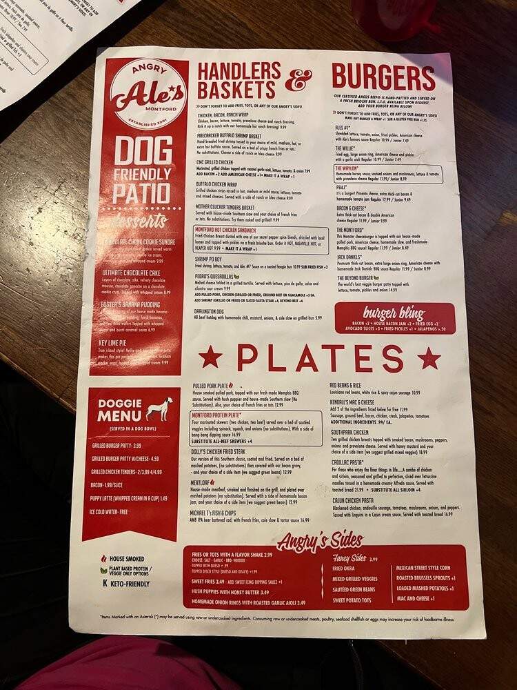 Angry Ale's - Charlotte, NC menu_pic