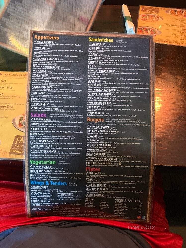 Locos Grill & Pub - Athens, GA menu_pic