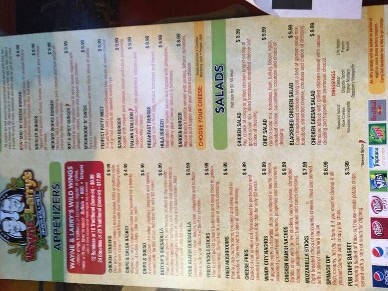 Wayne & Larry's Sports Bar - Lawrence, KS menu_pic