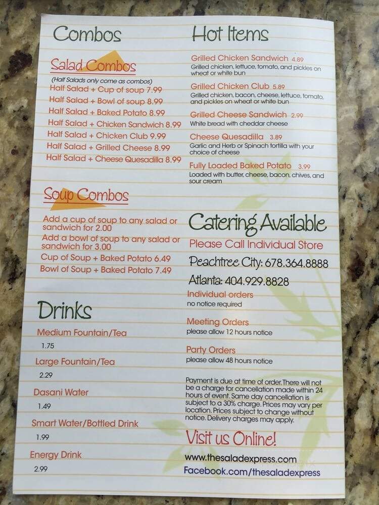 Unisub & Salad Express - Atlanta, GA menu_pic