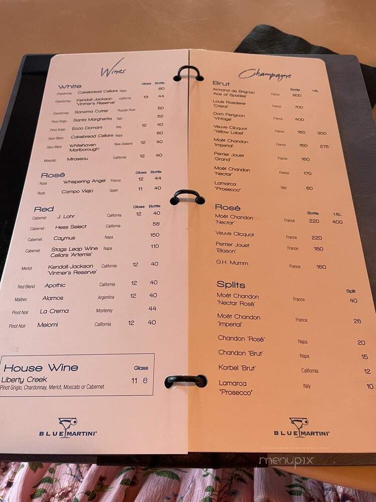 Blue Martini - Las Vegas, NV menu_pic