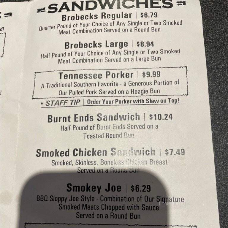 Brobecks Barbeque - Overland Park, KS menu_pic