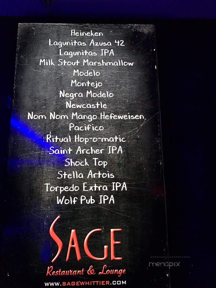 Sage Restaurant & Lounge - Whittier, CA menu_pic