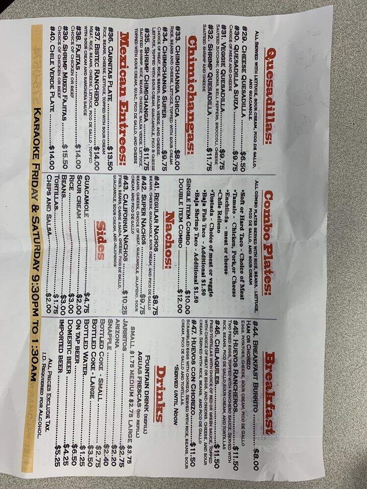 El Palomar - Santa Rosa, CA menu_pic