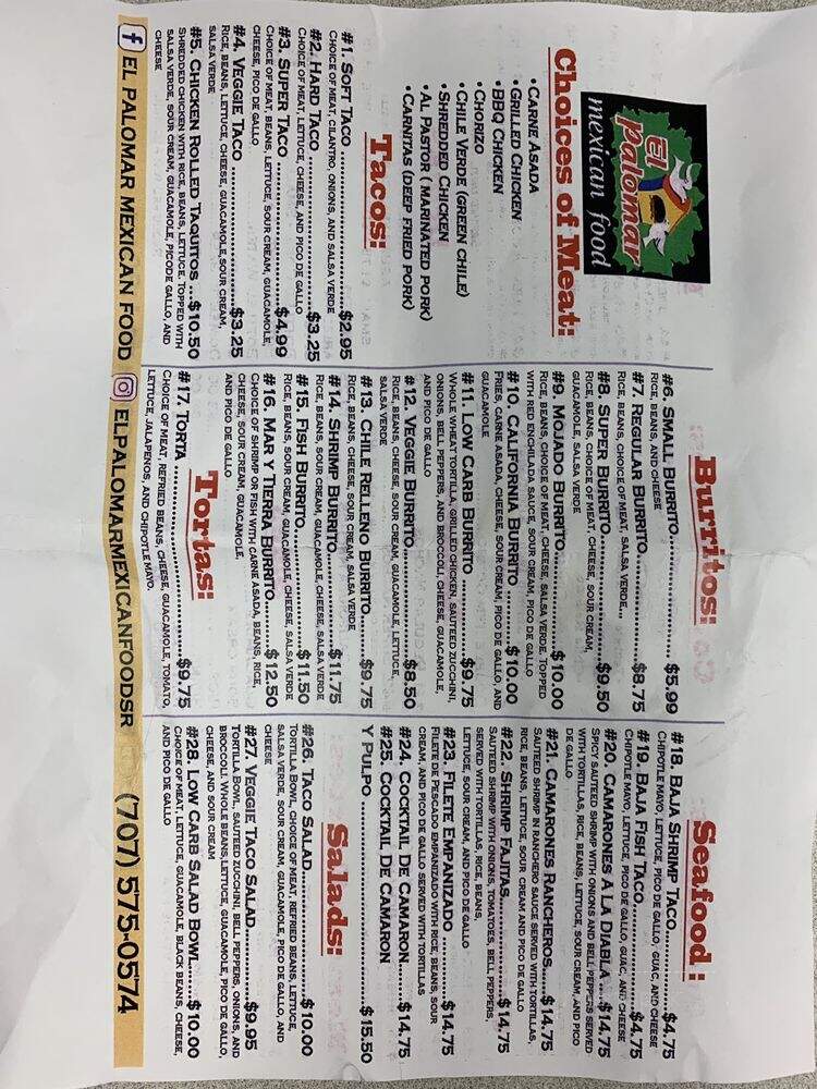 El Palomar - Santa Rosa, CA menu_pic