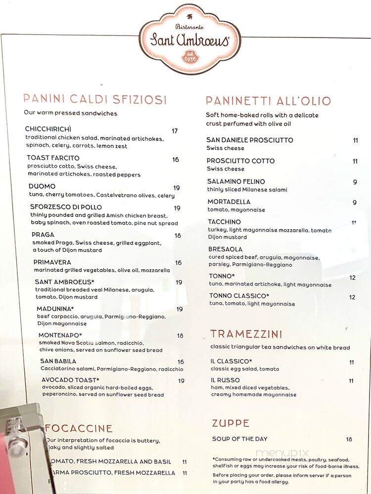 Sant Ambroeus - Southampton, NY menu_pic