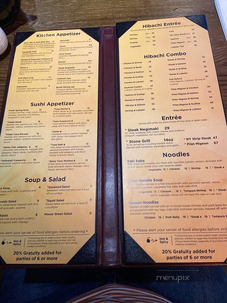 Fuji Sushi Bar & Grill - Mount Pleasant, SC menu_pic