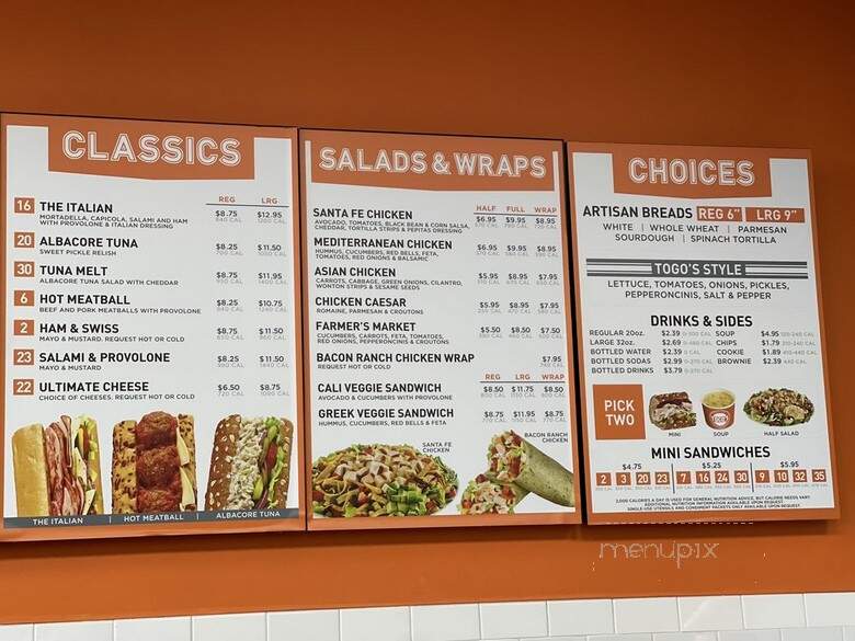 Togo's - San Jose, CA menu_pic