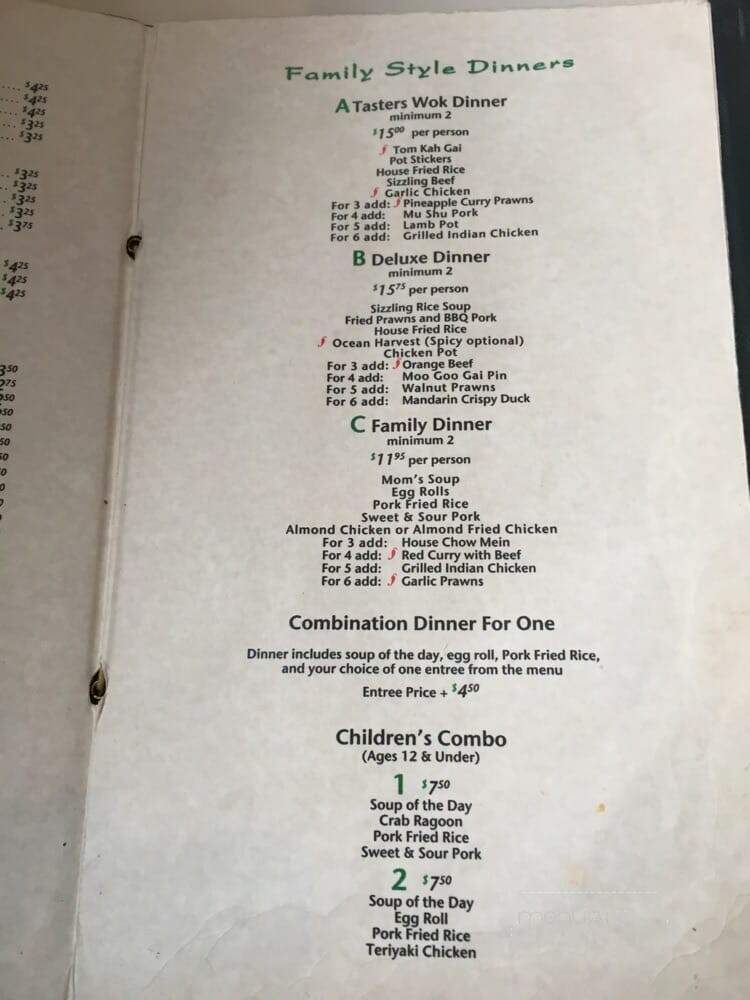 Taster's Wok - Lynnwood, WA menu_pic