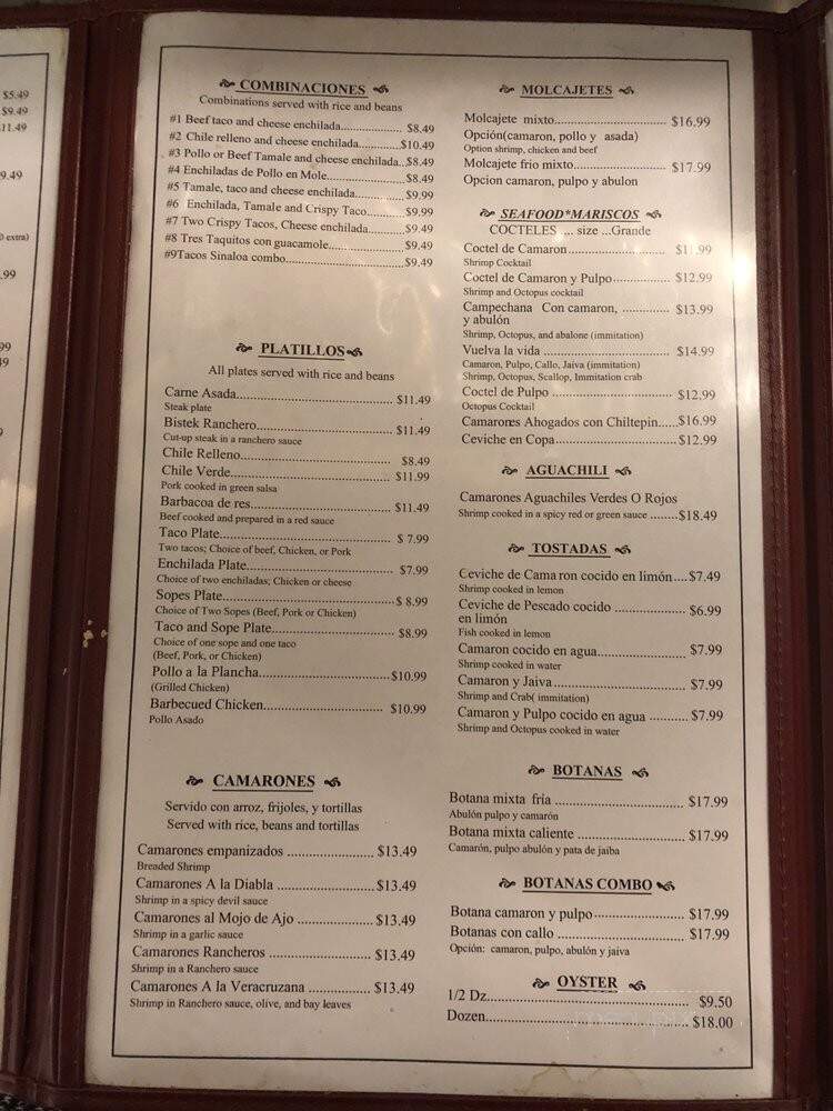Tacos Sinaloa - Santa Ana, CA menu_pic