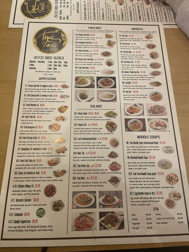 Thai Taste - Austin, TX menu_pic