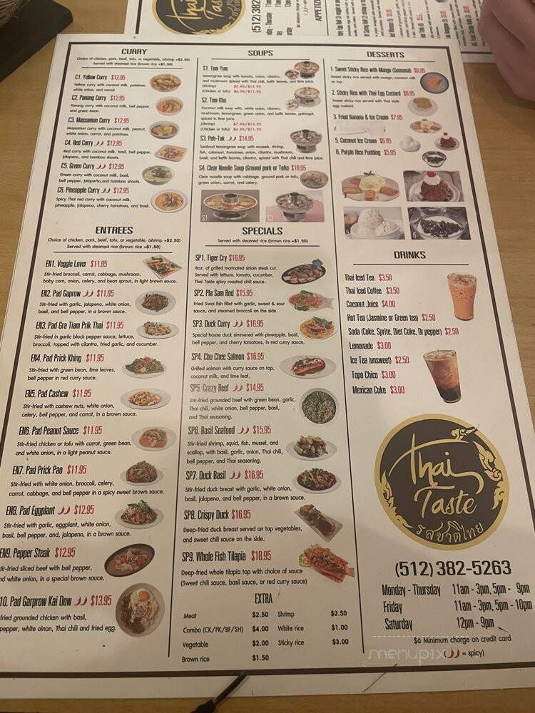 Thai Taste - Austin, TX menu_pic