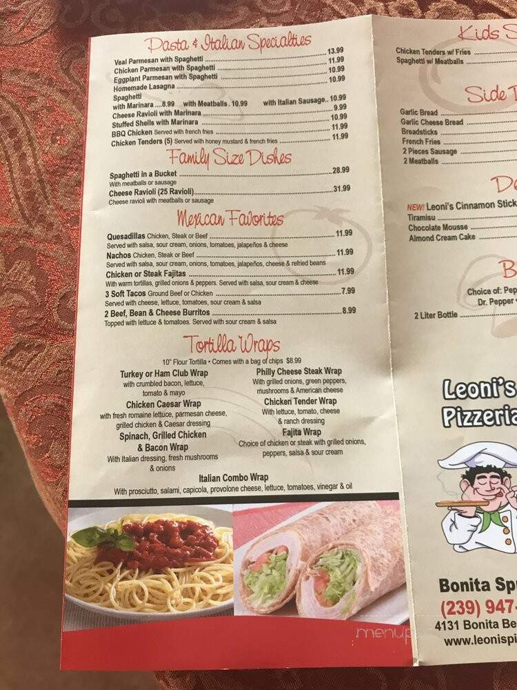 Leoni's Pizzeria - Fort Myers, FL menu_pic