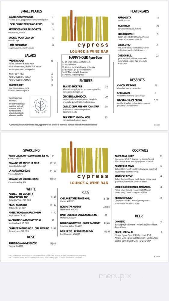 Cypress - Bellevue, WA menu_pic