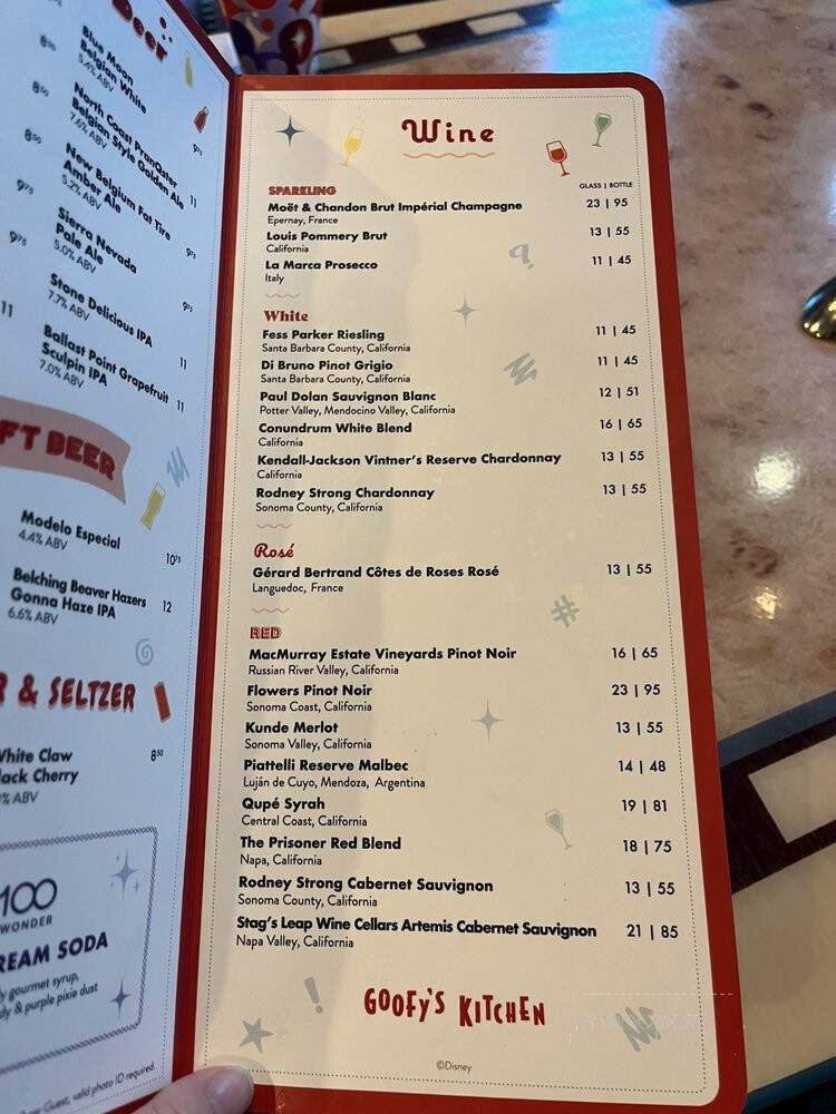 Goofy's Kitchen at the Disneyland Hotel - Anaheim, CA menu_pic