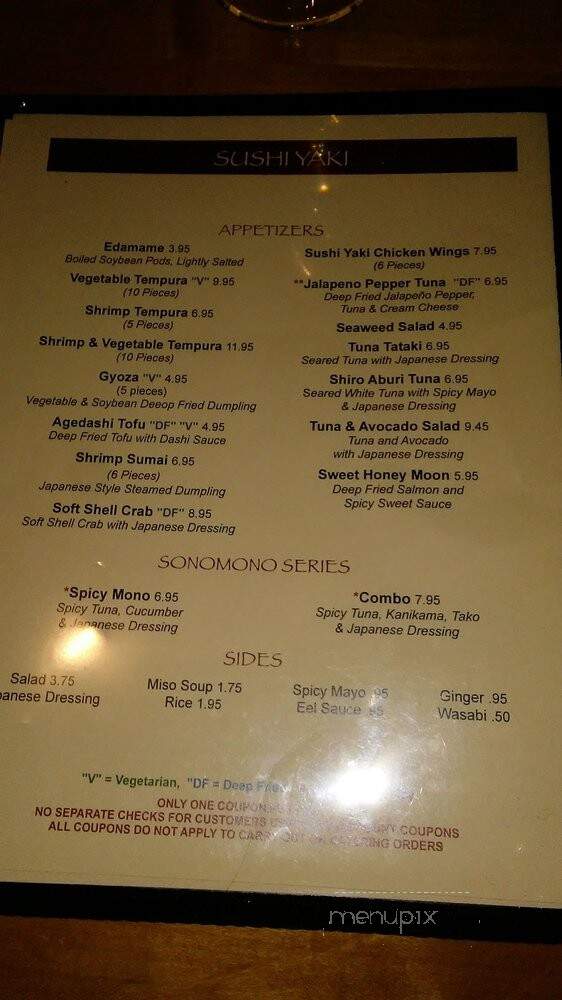 SushiYaki - Buffalo Grove, IL menu_pic