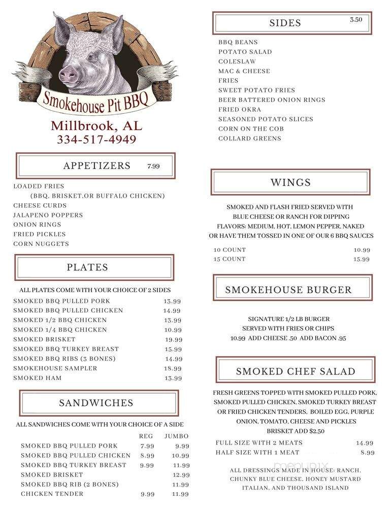 Smokehouse BBQ - Palmetto, GA menu_pic